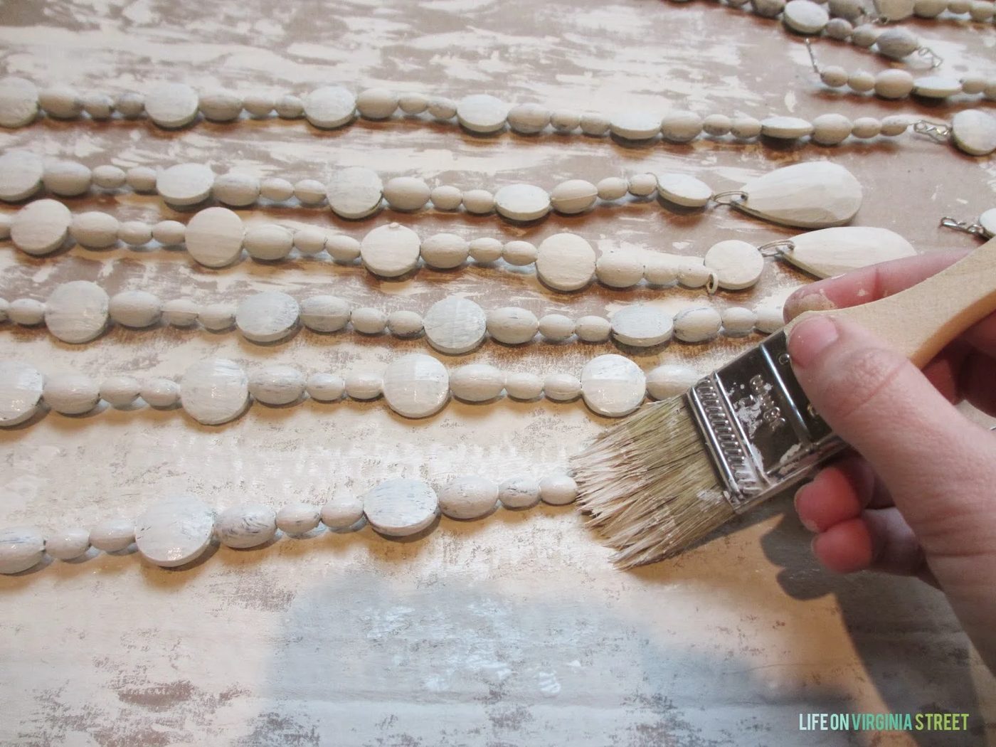 how to make beads look like wood for a wood bead chandelier, Life on Virginia Street on Bekob