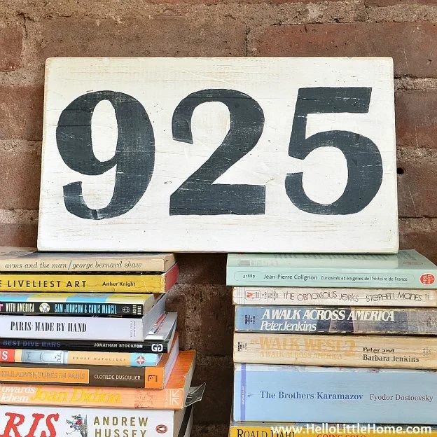 Handmade vintage number sign, Hello Little Home