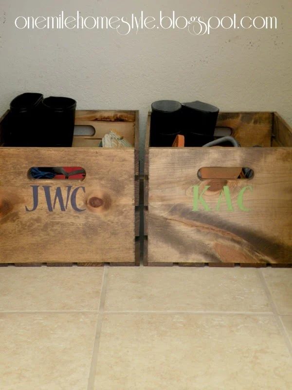 wood crate for shoes and boots, One Mile Home Style