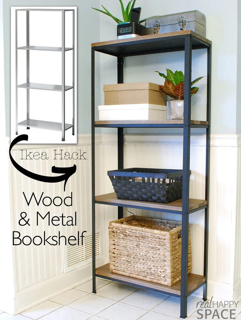 straightforward and inexpensive Handmade metal and wood bookshelf, by Real Happy Space featured on @Bekob