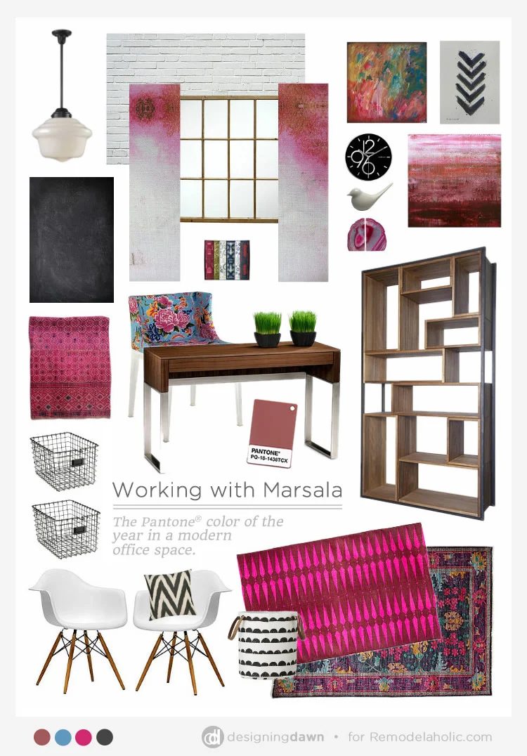 Working With Marsala | Bekob.com #moodboard #office