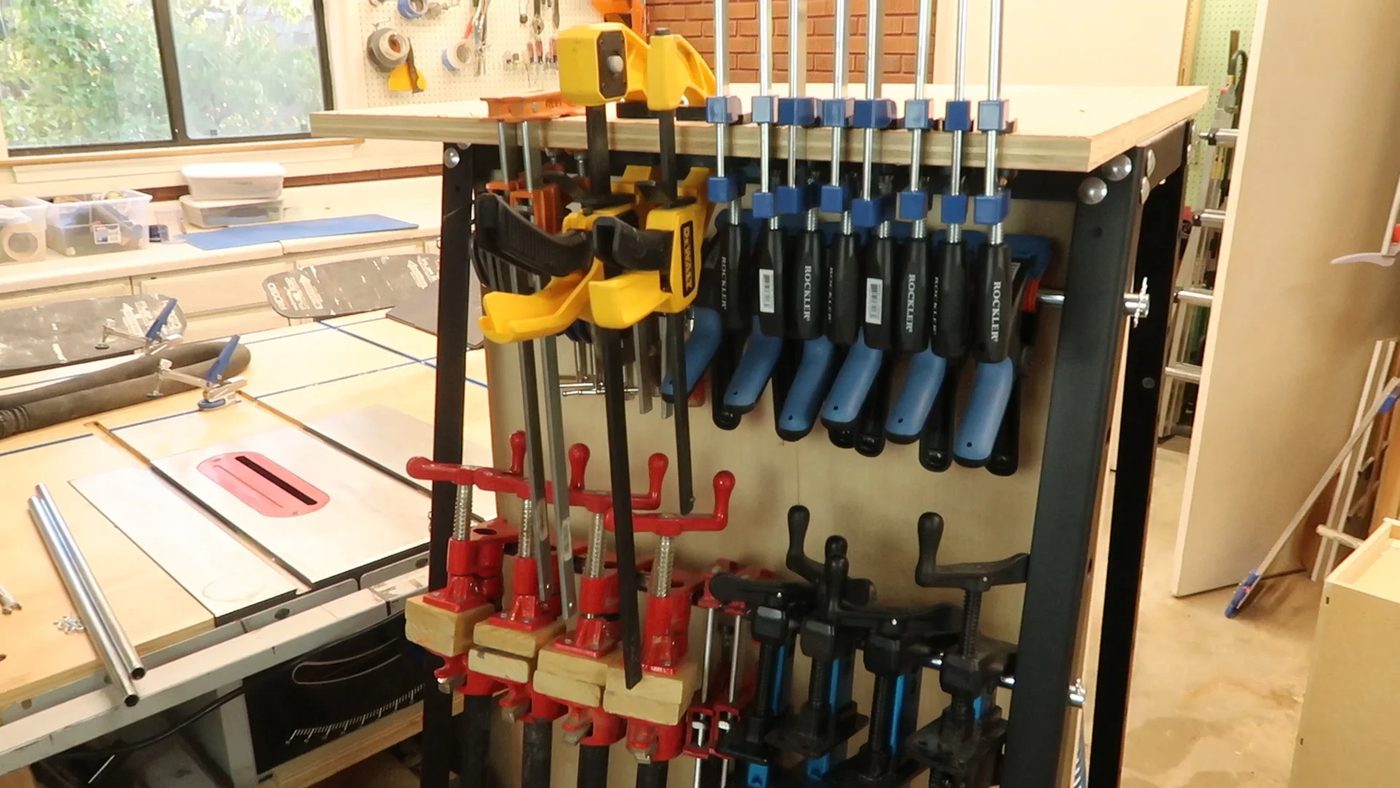 Workshop Organization: Sturdy Mobile Clamp Rack and Tool Storage System