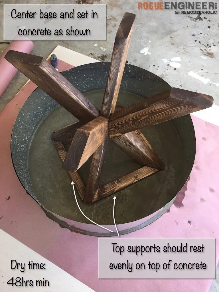 Handmade X-Brace Concrete Topped Side Table Plans | Step 17
