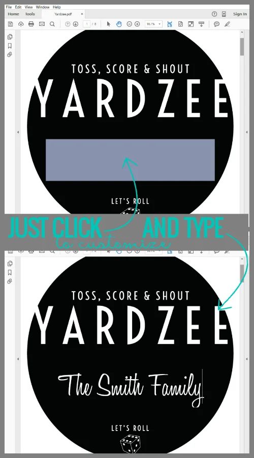 How to customize the printable Yardzee label from @Bekob