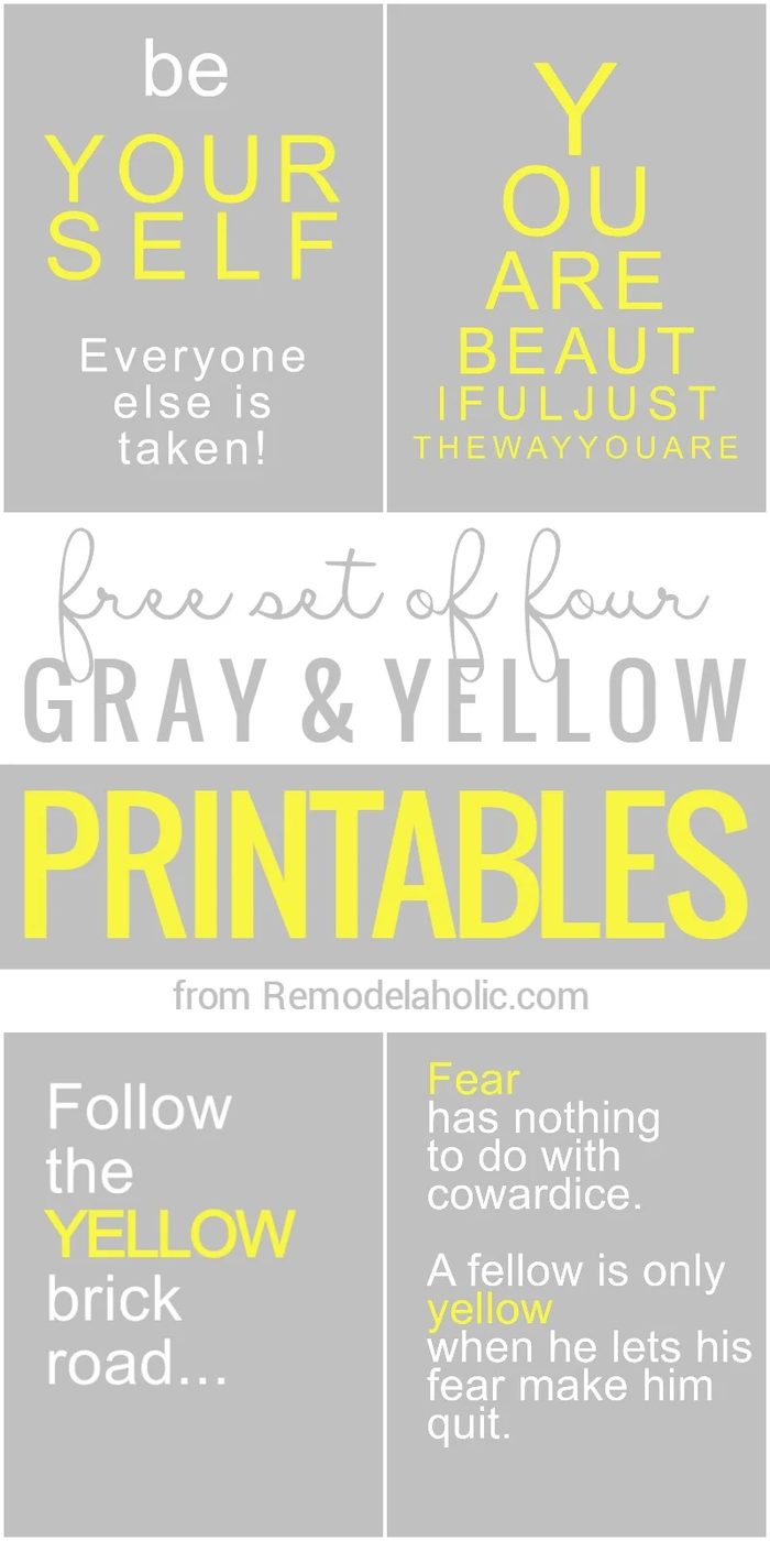 Free gray and yellow quotes and motivational printables @Bekob