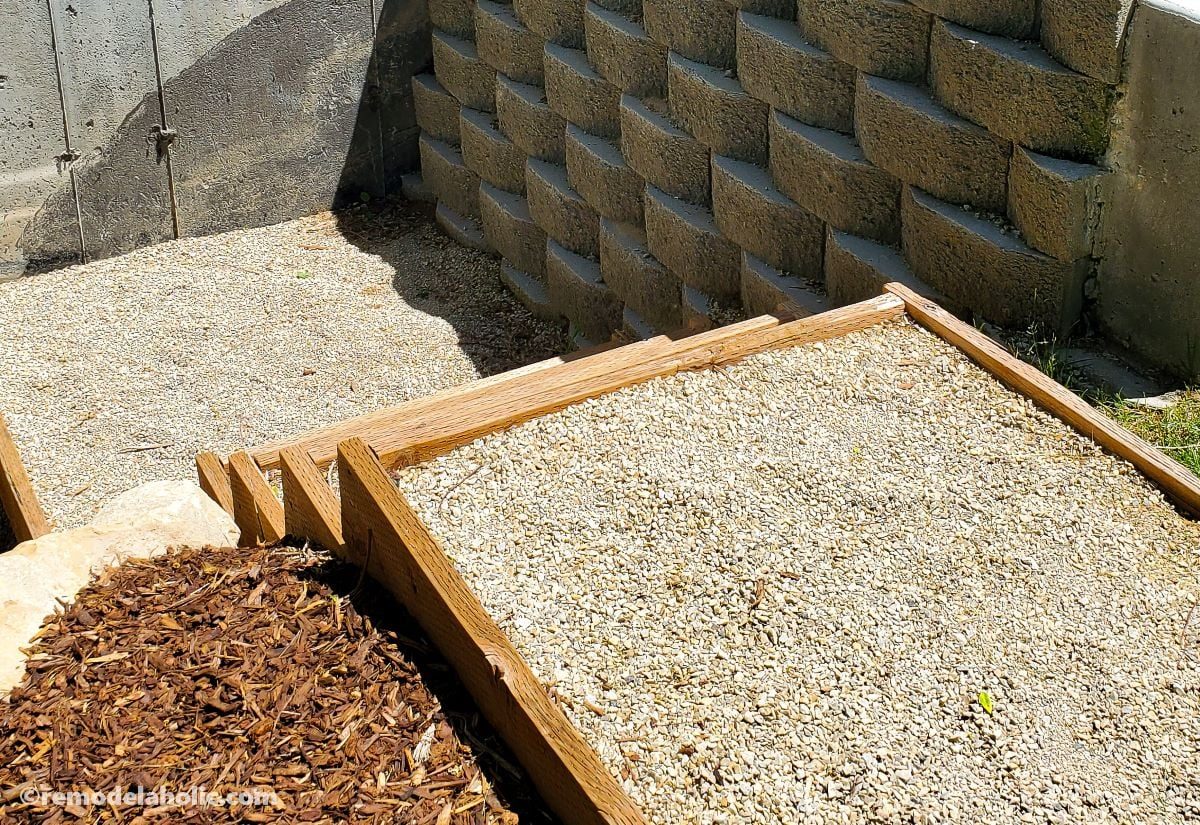 Pressure treated wood path frames filled with small pea gravel. Garden Path options To Handmade 10