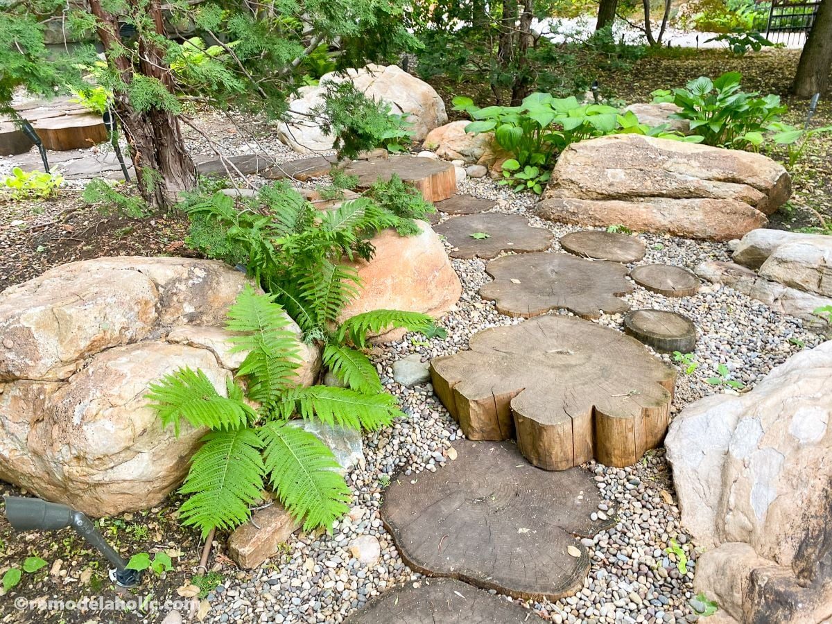 Large Log slice path and staircase Garden Path options To Handmade 01 Zen Garden Backyard options; 14 Pathways to Heaven