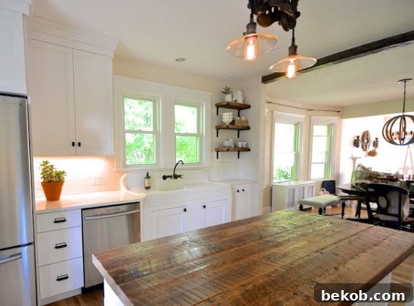 Cottage Kitchen Remodel Using Repurposed Wood