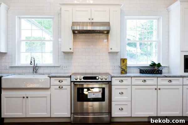 Renovated Kitchen with White Subway Tile and Farmhouse Sink