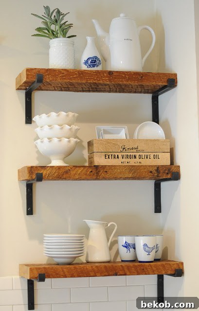 Open Shelves Made From Repurposed Wood