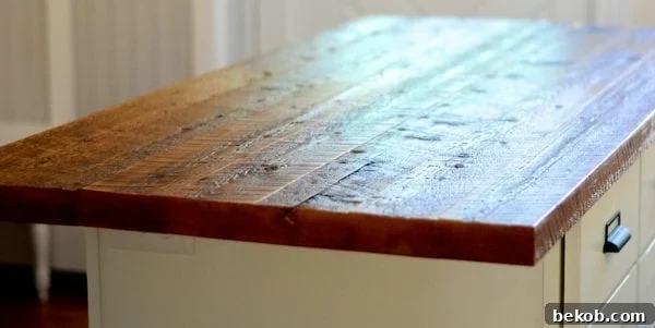 Reclaimed Wood Countertop in Bungalow Kitchen