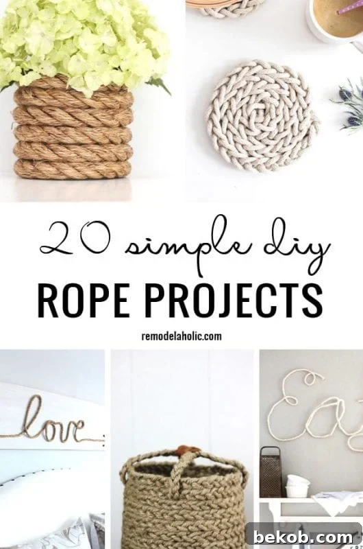 Explore 20 Simple DIY Rope Projects to brighten your space and flex your creative muscles. Discover nautical, bohemian, and farmhouse decor ideas.