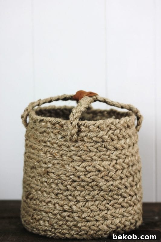 DIY Braided Jute Basket from The Merrythought, perfect for stylish storage and bohemian decor.