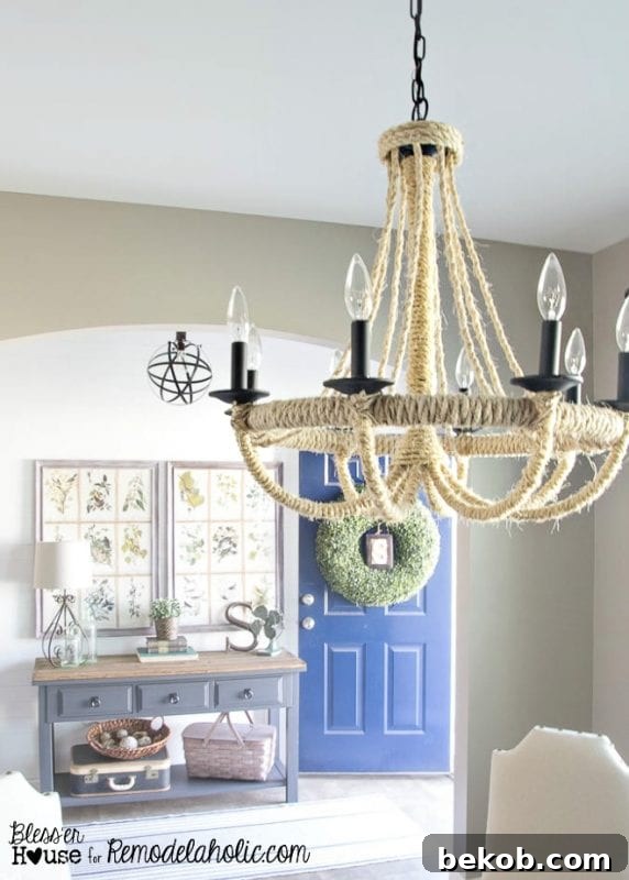 Rope Chandelier from Bless’er House for Remodelaholic, a high-impact lighting project.
