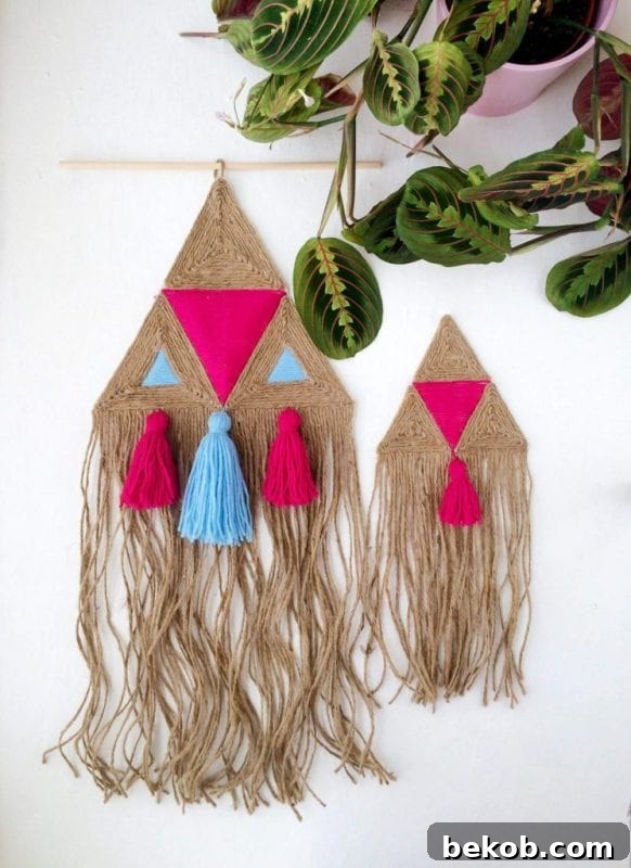 DIY Jute Wall Hanging from Enthralling Gumption, adding bohemian texture to walls.