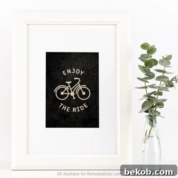 Printable Bicycle Cycling Wall Art, Enjoy The Ride