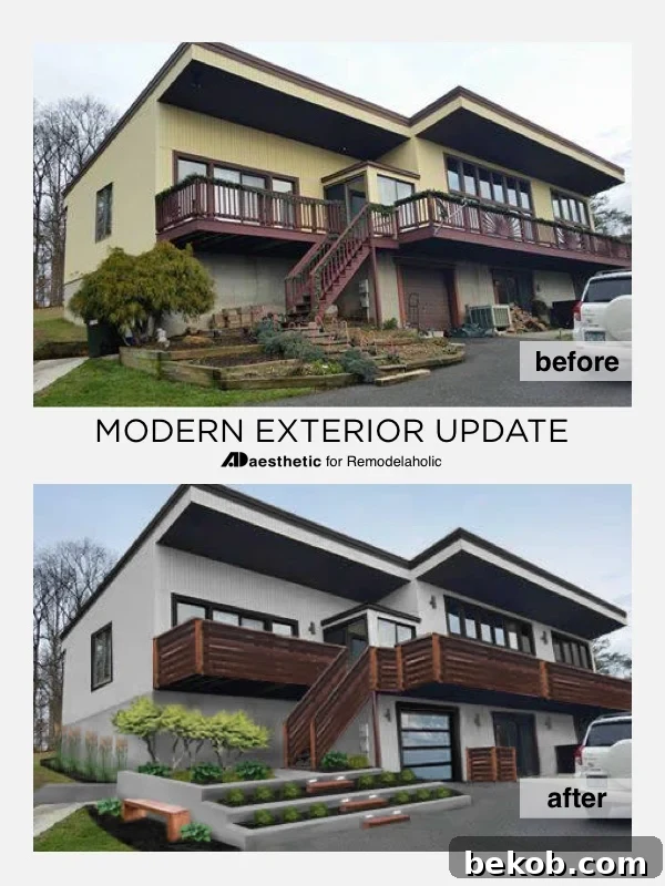 Elevate your home's modern exterior with sophisticated curb appeal ideas and a fresh palette