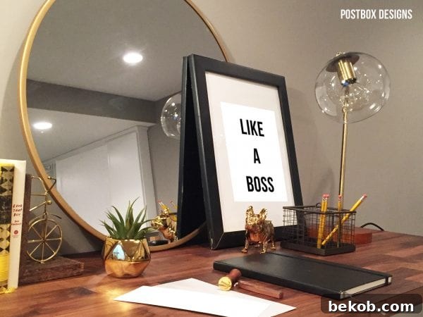 Rustic Glam Home Office Desk Area Details