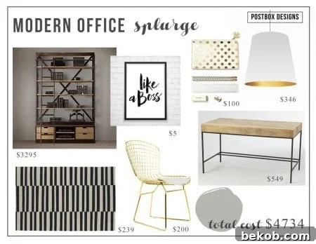 Splurge-Worthy Neutral Glam Home Office Design
