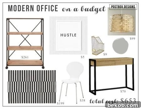 Budget-Friendly Neutral Glam Home Office Design