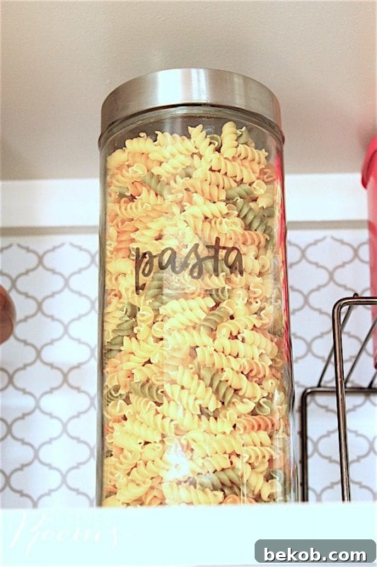 Beautiful Pantry Makeover: Glass Containers for Pasta by Refined Rooms