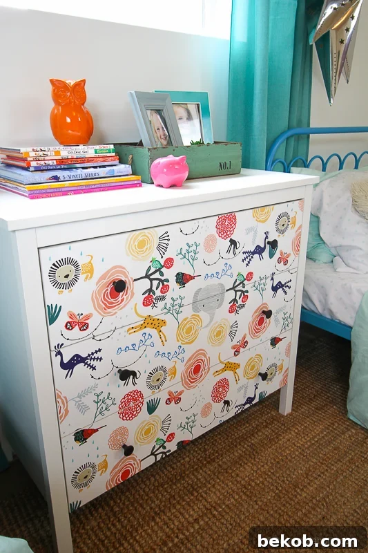 DIY Ikea Dresser Hack Updating With Wallpaper Side View