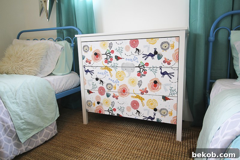 DIY Ikea Dresser Hack Updating With Wallpaper After Photo 1