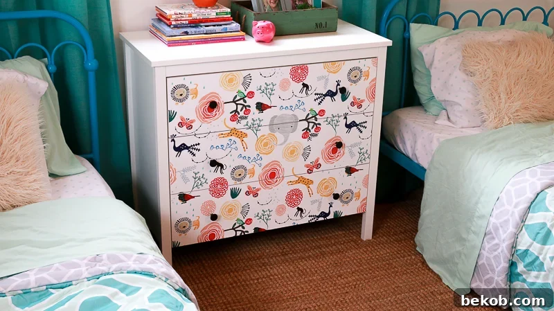 DIY Ikea Dresser Hack Updating With Wallpaper Close Up Drawer
