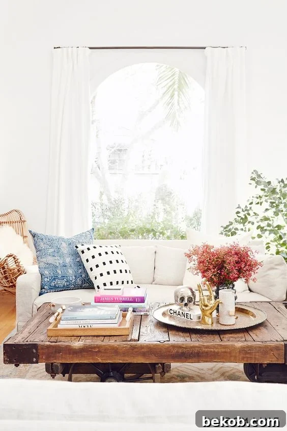 Using a small dish or tray to add texture and pattern to a coffee table.