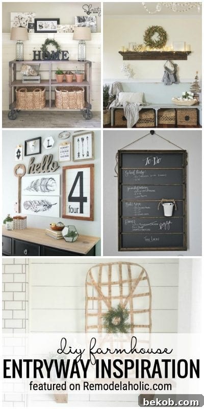 Transform your entryway with DIY farmhouse style. A perfect blend of rustic charm and practical organization for a welcoming first impression.