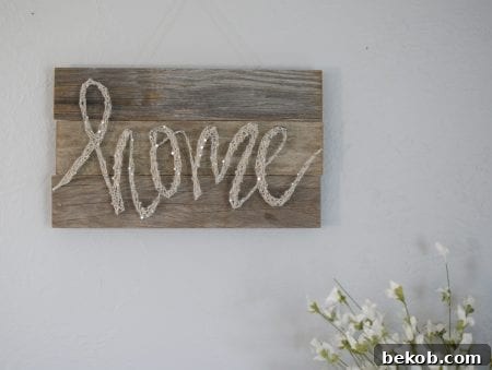 DIY Home String Art tutorial for farmhouse entry decor