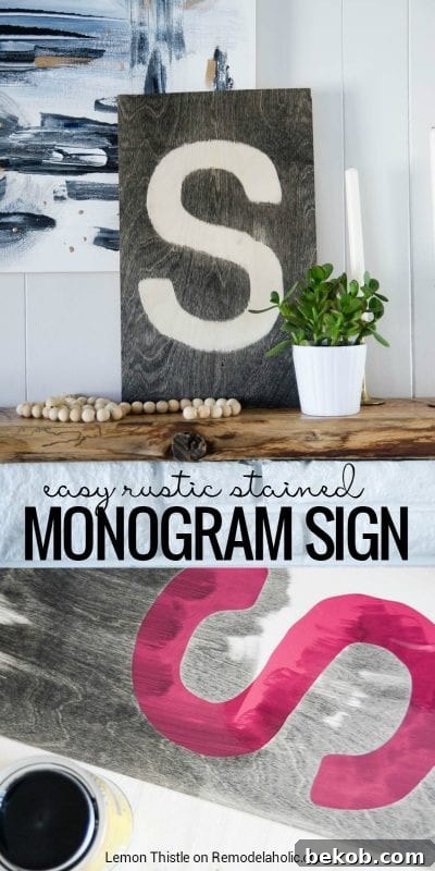 Rustic Stained DIY Plywood Monogram
Timeless Timber: A Personalized Plywood Monogram Project 4 DIY Rustic Stained Monogram Plywood Sign by Lemon Thistle on Remodelaholic