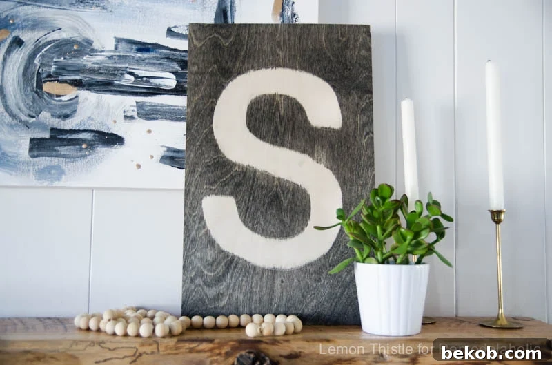 Rustic Stained DIY Plywood Monogram
Timeless Timber: A Personalized Plywood Monogram Project 10 The finished DIY plywood monogram sign
