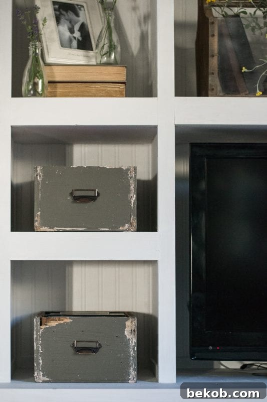 DIY storage boxes crafted from inexpensive plywood, perfect for organizing and decorating any room in a Fixer Upper style.