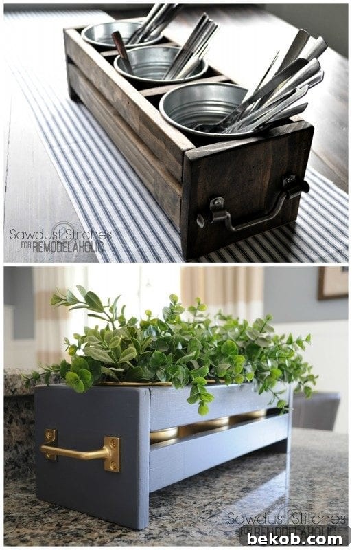 Build a cheap and easy scrap wood bucket organizer, perfect for crafting supplies, gardening tools, or household cleaning items.