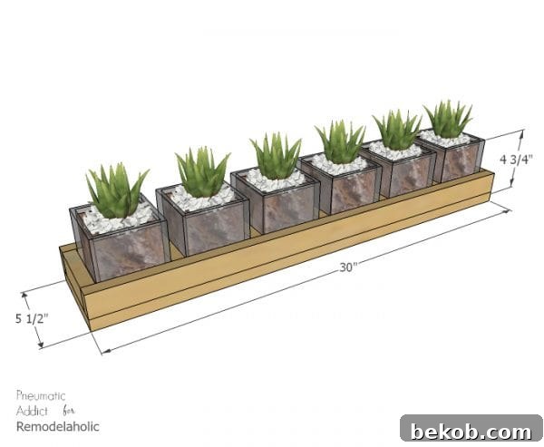 Long Wood Glass Centerpiece Dimensions