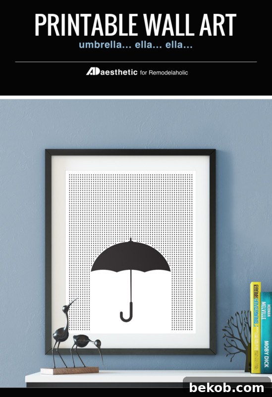Spring Umbrella Printable Wall Art: Black and White Gallery Wall Inspiration for Modern and Seasonal Homes