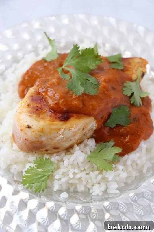 A simple and quick dinner recipe for 10 minute butter chicken via Remodelaholic.com