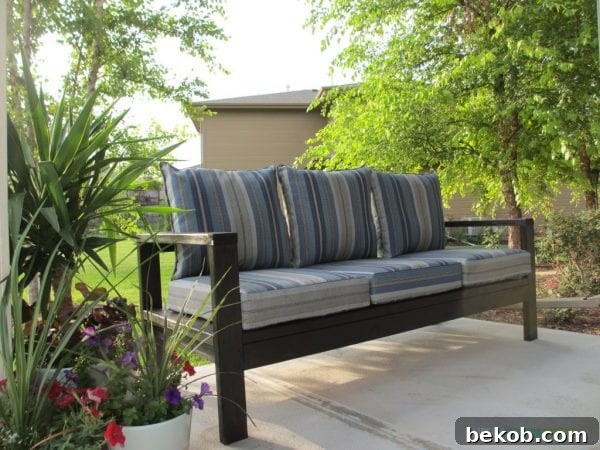 Build a comfortable outdoor couch from 2x4s, perfect for relaxing on your patio or deck.
