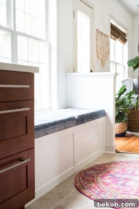 Built-in storage bench tutorial using 2x4s, ideal for adding hidden organization to entryways or playrooms.