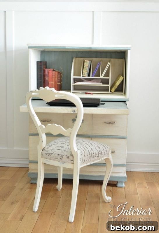 Dresser Transformed into a Functional Faux Secretary Desk