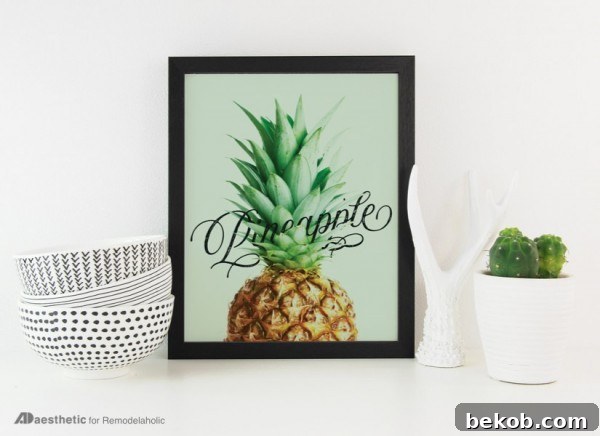 Printable Kitchen Wall Art, Pineapple Word Art, AD Aesthetic For Remodelaholic