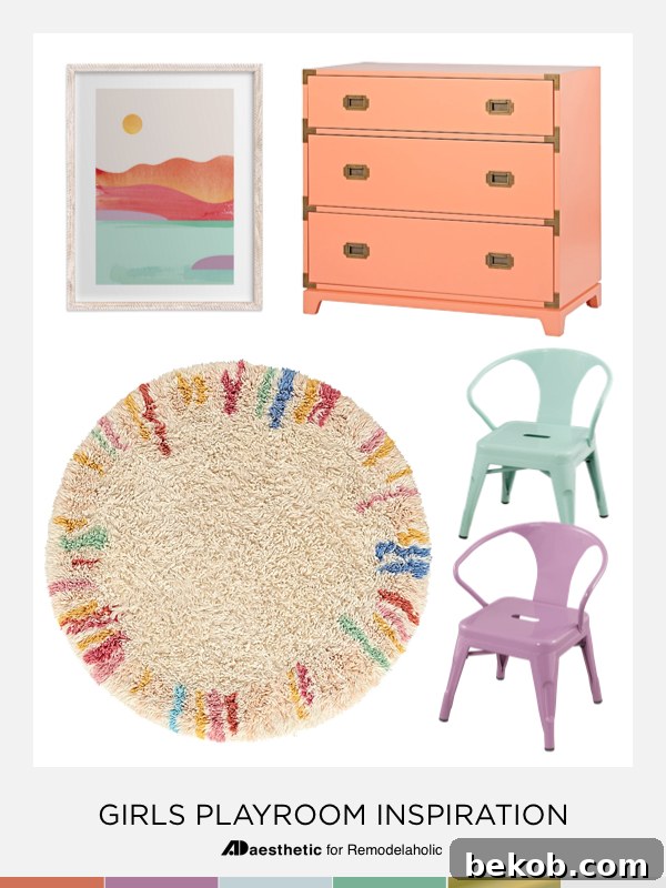 Inspiring design for a colorful girls playroom