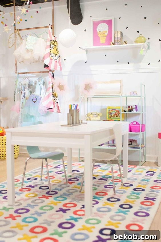 Colorful Girls Playroom Decoration and Inspiration - featuring vibrant textiles and creative storage solutions.