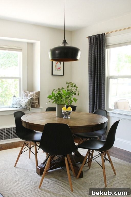 Contemporary Mid-Century Modern Dining Room with Natural Light
