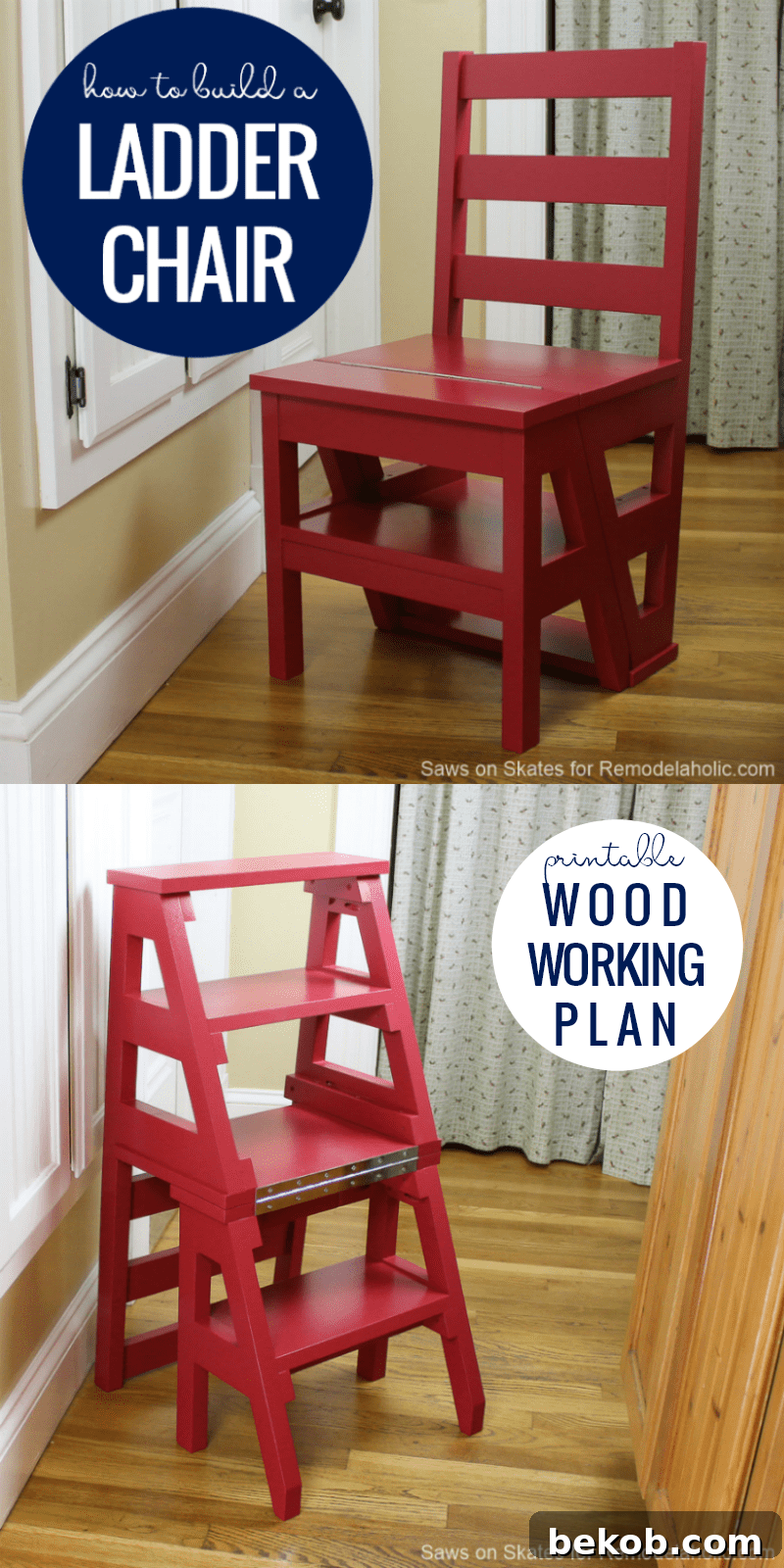 Ladder Chair Plan, Printable Woodworking Plan #remodelaholic
