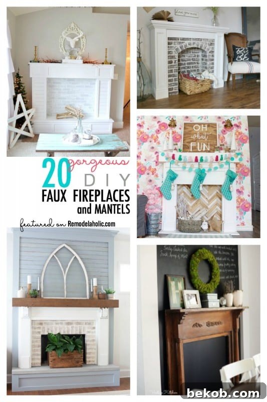 Transform your home with a DIY faux fireplace or mantel. Explore 20+ creative ideas for building built-in or free-standing decorative hearths to add style and warmth.