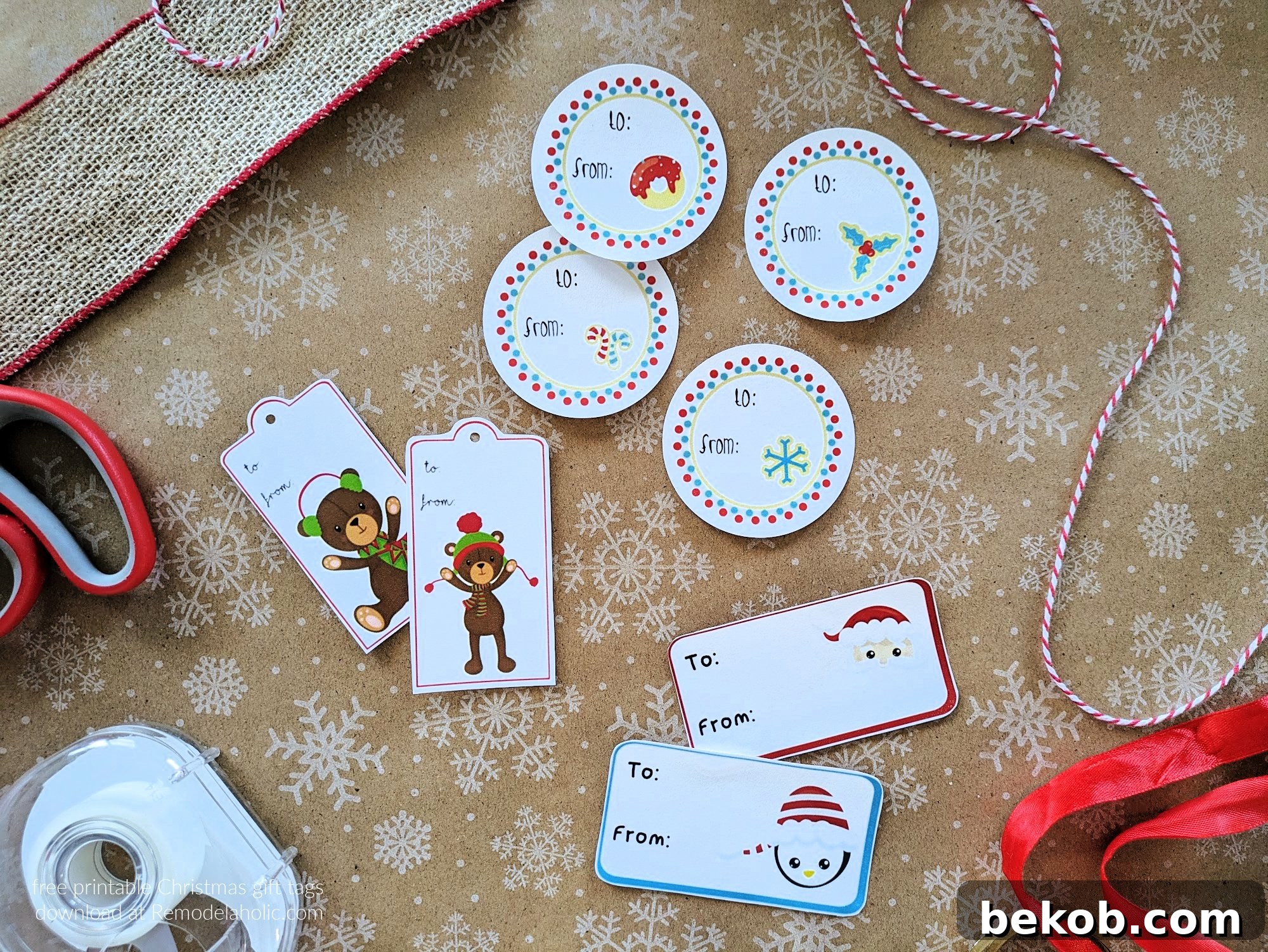 Instant Holiday Cheer: 3 Free Printable Gift Tags 2 Set Of 3 Free Printable Christmas Tags For Gifts - Christmas Gift Tag Printables of Santa and North Pole, Teddy Bears, Sugar Cookie Labels Remodelaholic