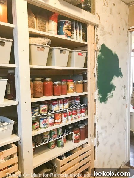 Chalkboard wall installed inside the pantry for a shopping list