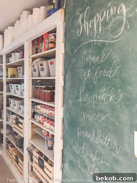 Close-up of the chalkboard wall, ready for shopping list additions